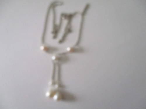 925 Sterling Silver and genuine Culture Peals  Neckale
