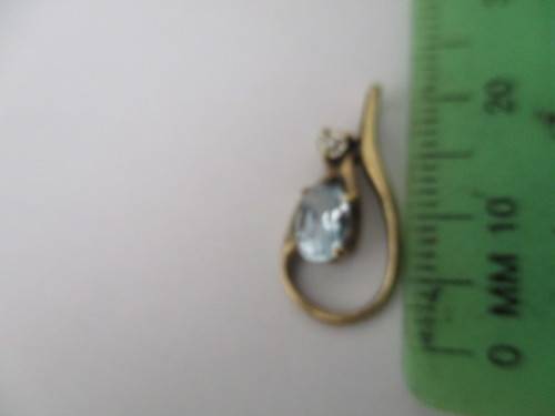 9ct Yellow Gold , Aquamarine and Diamond Pendant