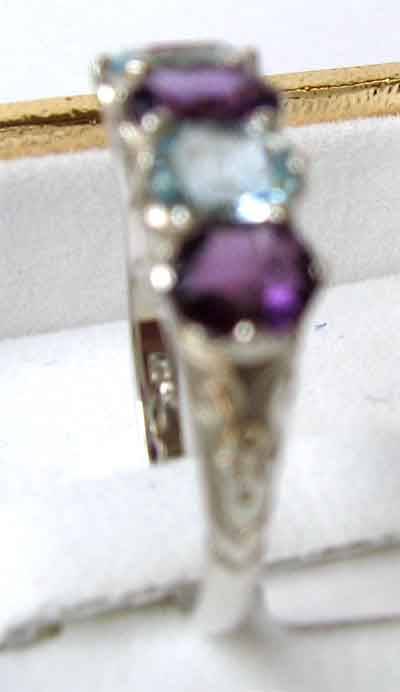 Beautiful Sterling Silver, Amethyst and Blue Topaz Ring.