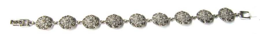 Sterling Silver Marcasite Floral-Chain Bracelet