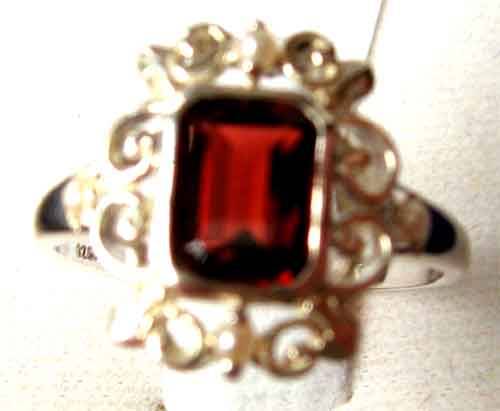 Genuine Sterling Silver, Seed Pearls and Garnet Ring.