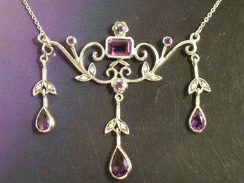 Breathtaking Amethysts and Pearls Silver Necklace