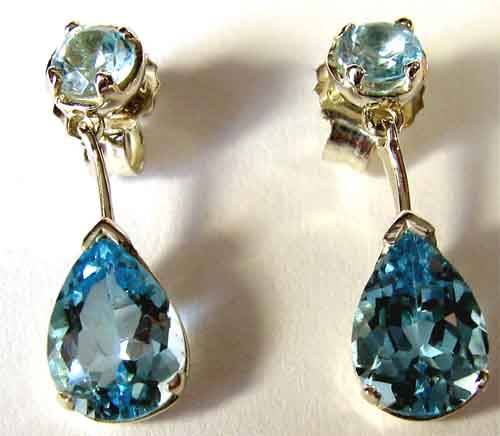 A Pair of Beautiful Sky Blue Topaz - Sterling Silver Earrings