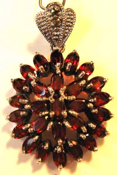 Wonderful 925  Sterling Silver and  Garnets Pendant