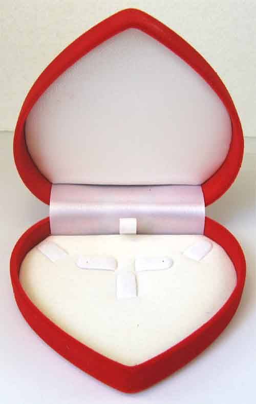 1 pieces of -Velvet Red Heart Box for set of Jewellery [ earrings , ring and Neclace or chain ].