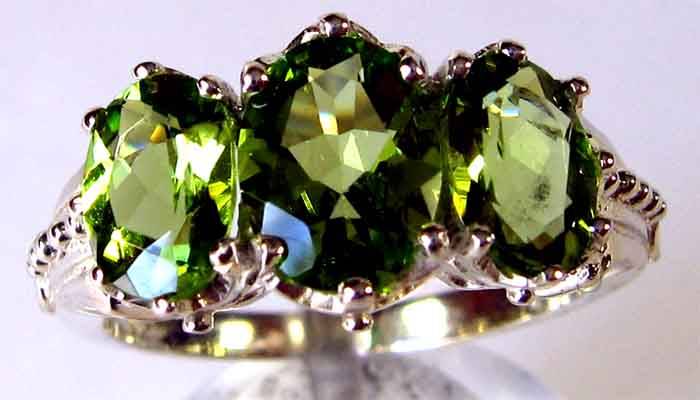 Top Quality Peridots in Sterling Silver Ring.