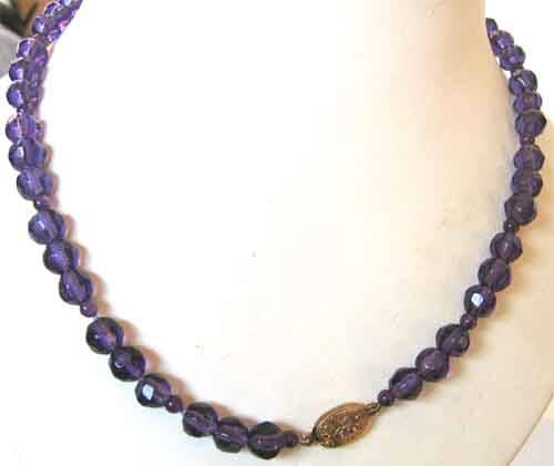 Genuine Faceted Amethysts Necklace with Silver Clasp