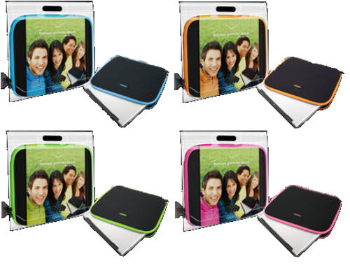 14.1" BLACK WITH TRIM NOTEBOOK SLEEVE - Available in Green, Orange, Pink, Blue