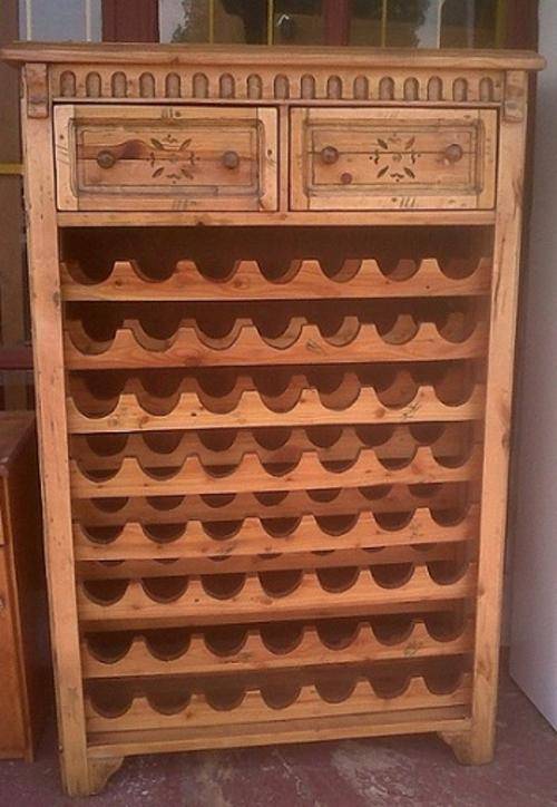 Wine Rack 56 Bottle With Two Draws, Canadian Pine, Great for Bars or Wine Collectors