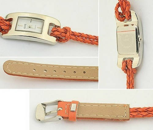 Leather Double Braided Rope Bracelet Watches - GOLD
