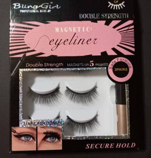 3 Pair Magnetic Eyeliner & Eyelash Set with free eyelash tool (5 Magnet eye lash)