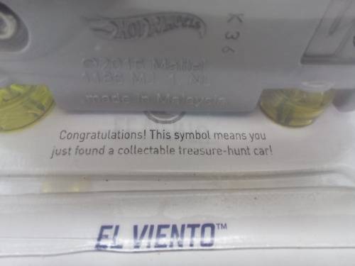 HOTWHEELS EL VIENTO X-RAYCERS  - Long Card USA Only  - FJW90-D9C0B Treasure Hunt 2017