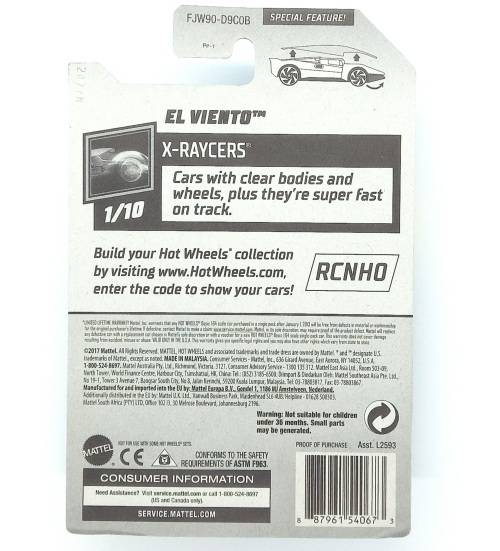 HOTWHEELS EL VIENTO X-RAYCERS  - Long Card USA Only  - FJW90-D9C0B Treasure Hunt 2017
