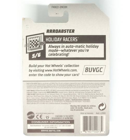 HOTWHEELS RRROADSTER HOLIDAY RACERS  - Long Card USA Only  - FKB22-D9C0H Treasure Hunt 2018