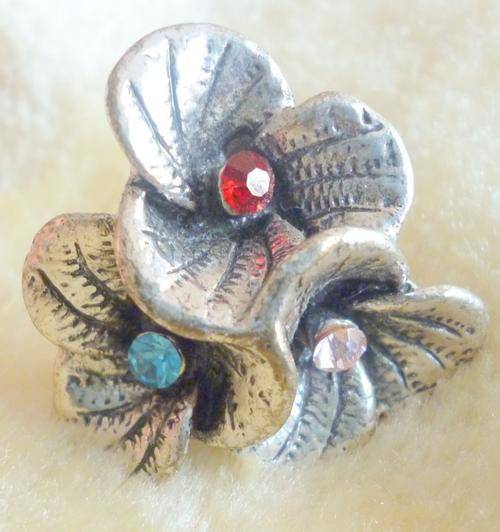 diamante tibetan silver ring - adjustable band