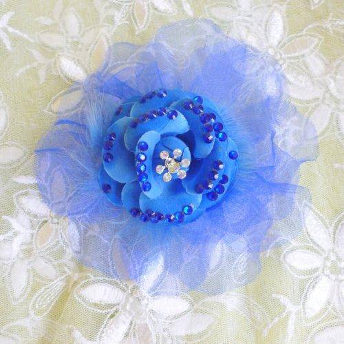 2 in 1 hair  clip and pin on organza flower - 10cm