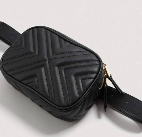 MANGO Quilted Belt Bag - Black