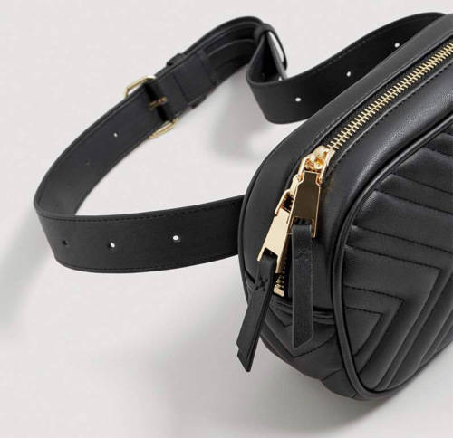 MANGO Quilted Belt Bag - Black