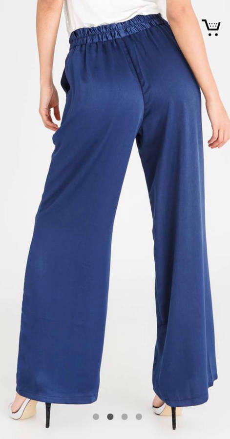 Edit Collection Wide Leg Satin Pants Navy - Size 36