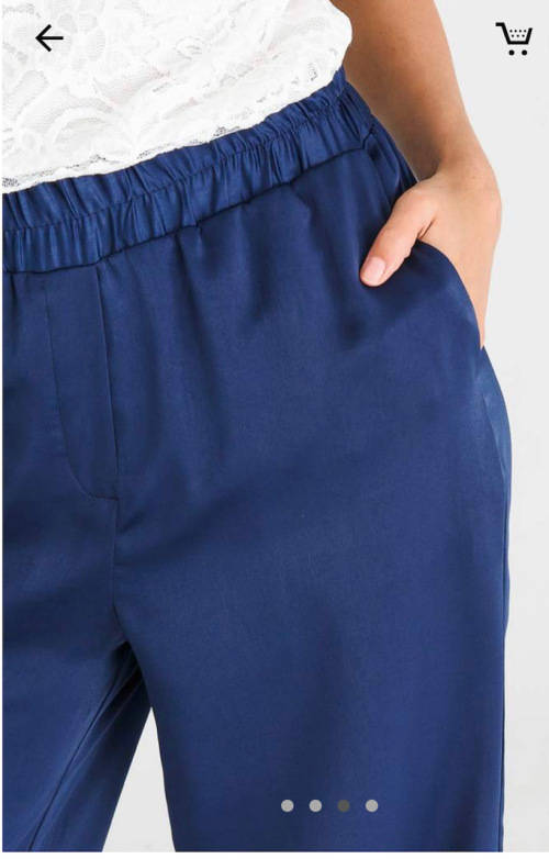 Edit Collection Wide Leg Satin Pants Navy - Size 36