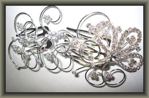 STUNNING SILVER & DIAMANTE HAIR SLIDE
