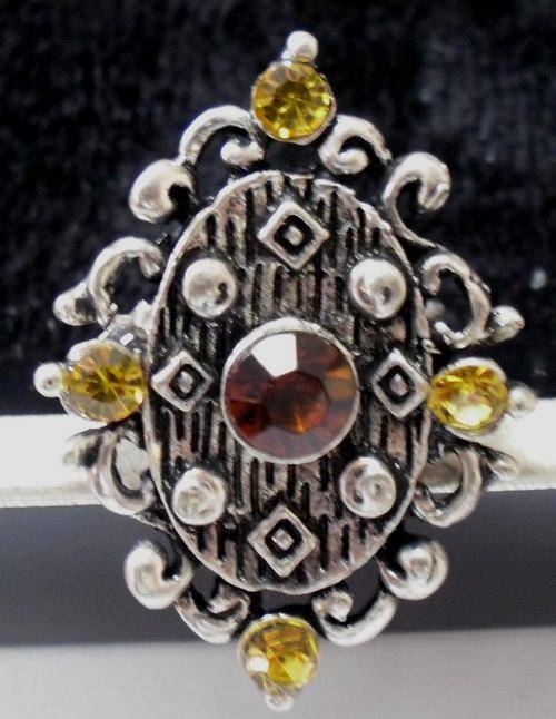 CRAZZZY R1 AUCTION - TIBETAN SILVER RHINESTONE RING - ADJUSTABLE SIZE