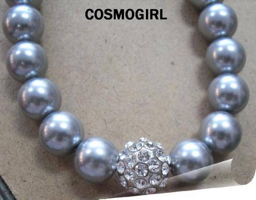 STUNNING PEARL BEAD NECKLACE WITH DIAMANTE ENCRUSTED BALL