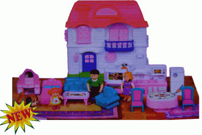 ***My Happy Family - Carry Along Dollhouse Playset with Furniture, Figurines, etc... ***