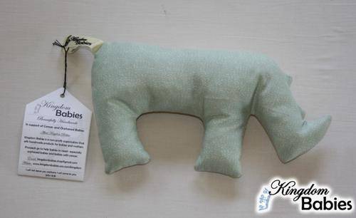Kingdom Babies Soft Toy Rhino - Green / Beige