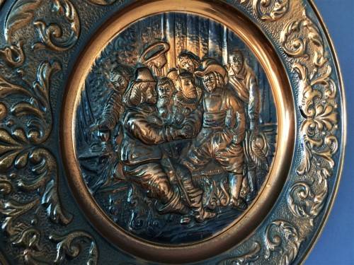 LARGE VINTAGE COPPER-WALL PLAQUE!! *DUTCH OLD-TIME SCENE*
