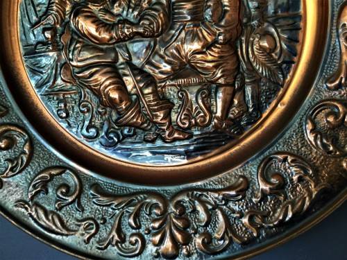 LARGE VINTAGE COPPER-WALL PLAQUE!! *DUTCH OLD-TIME SCENE*