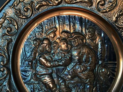 LARGE VINTAGE COPPER-WALL PLAQUE!! *DUTCH OLD-TIME SCENE*