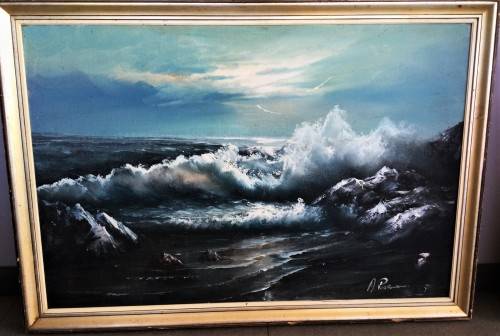 LARGE FRAMED SIGNED OIL ON BOARD ORIGINAL PAINTING!