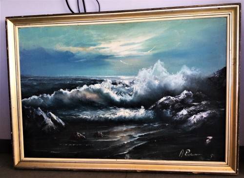 LARGE FRAMED SIGNED OIL ON BOARD ORIGINAL PAINTING!