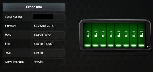 DroboPro with 8 x 1Tb HDDs