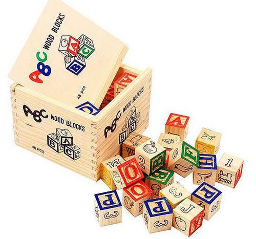 ** The 48 Piece Wooden ABC Block Set *** In Wooden Box *** 100 Boxes on Auction