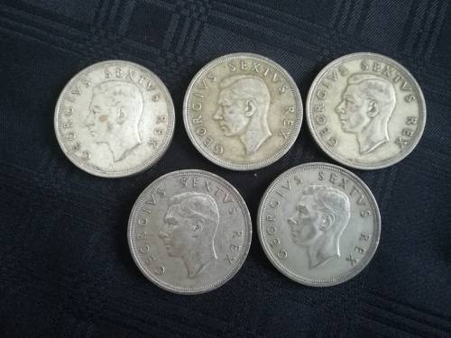 10 x SA 5 shillings... All 1952... As a lot... SILVER!!!
