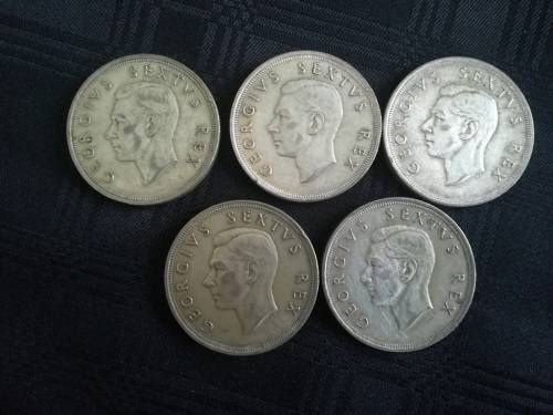 10 x SA 5 shillings... All 1952... As a lot... SILVER!!!