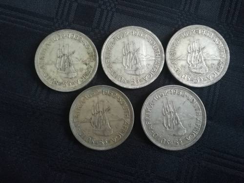 10 x SA 5 shillings... All 1952... As a lot... SILVER!!!