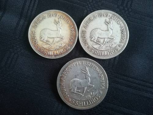 7 x SA 5 Shillings... 1948 and 1949... As a lot