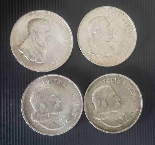 4 x SA Silver R1.. 1966 and 1967.. As a lot... Silver