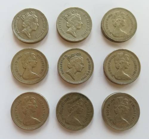 9 x 1 Pound British Coins... As a Lot