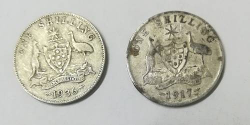 2 x AUSTRALIA 1 Shillings.. 1917 and 1936...