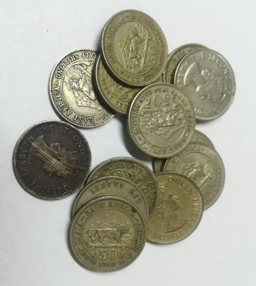 13 x East Africa 50c coins (1948 - 1962)... As a lot