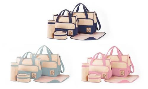 ELEMENTAL BABY - 5PC WATERPROOF BABY BAG SET - PINK OR LIGHT BLUE