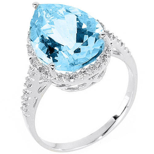 5.745CT BLUE TOPAZ& 9K WHITE GOLD RING(LOCAL SELLER)-R5200