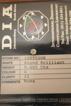 ***** 0.665ct Round Brilliant Cut DIA CERTIFIED DIAMOND ****** No Reserve.