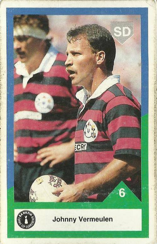 1992 Currie Cup Rugby Trading Card Johnny Vermeulen