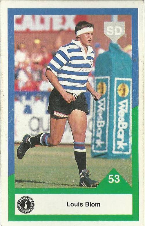 1992 Currie Cup Rugby Trading Card Louis Blom