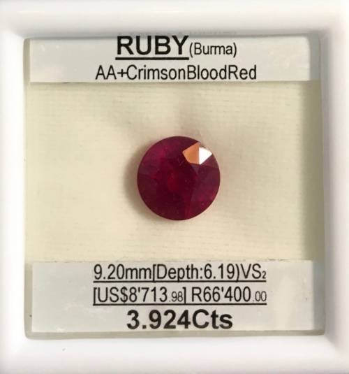 Ruby Crimson Blood Red 3.924Ct